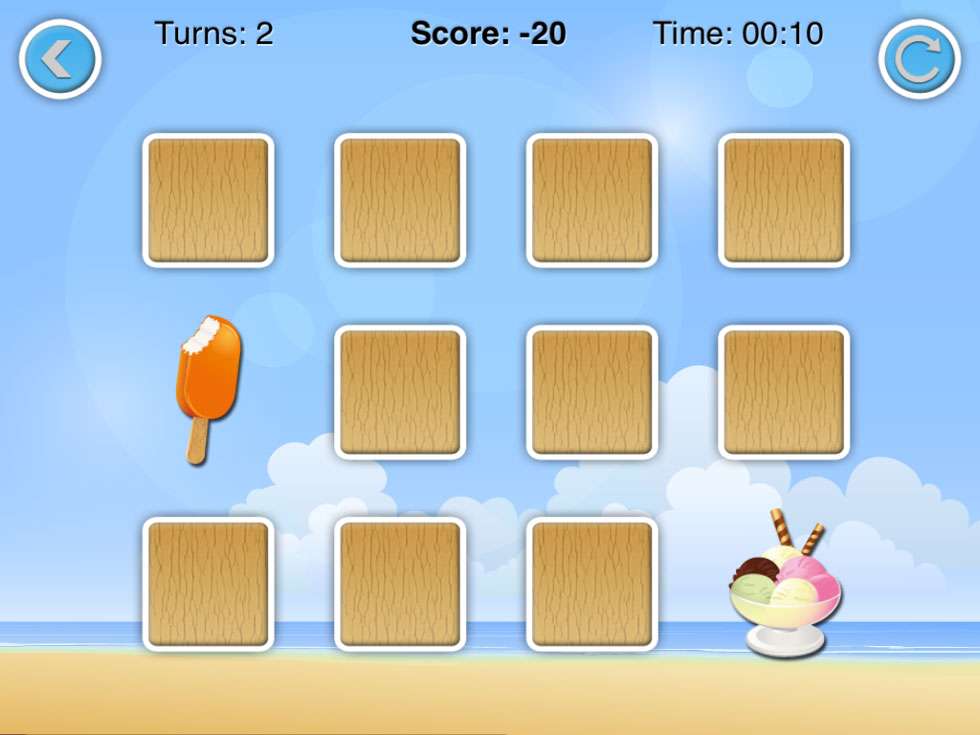 Bild på memoryspel för iPhone med glassar